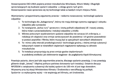EKO-UNIA: Nie spalarniom odpadów!