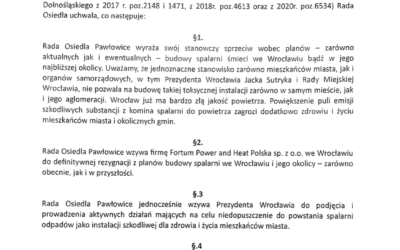 Rada Osiedla Pawłowice wzywa Fortum do rezygnacji