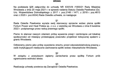 Nie zastraszaniu mieszkańców!