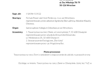 Coraz bliżej wyroku Wojewódzkiego Sądu Administracyjnego w sprawie wrocławskiej spalarni