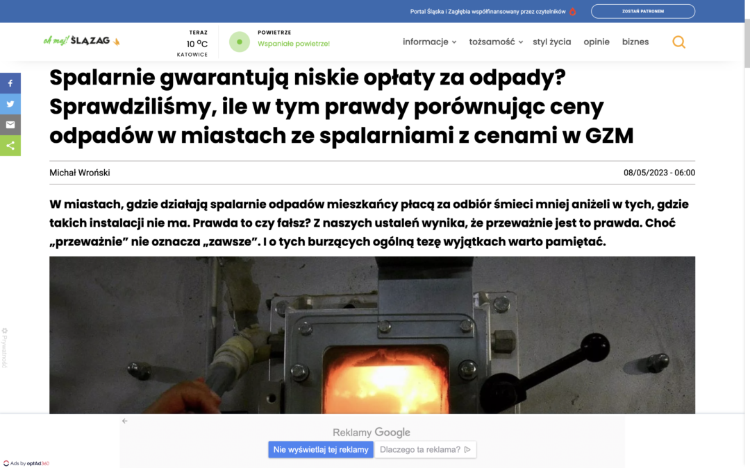 Budowa spalarni to prosta droga do jeszcze WYŻSZYCH opłat za odbiór śmieci