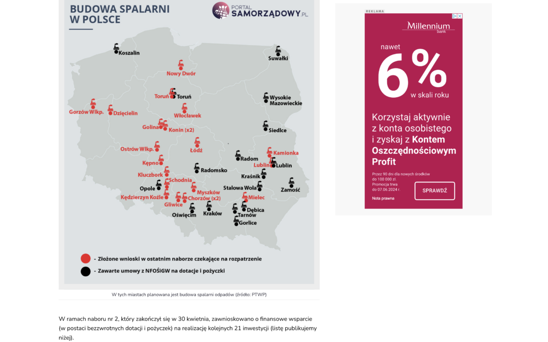 Ciąg dalszy marnotrawienia miliardów publicznych środków na spalarnie śmieci