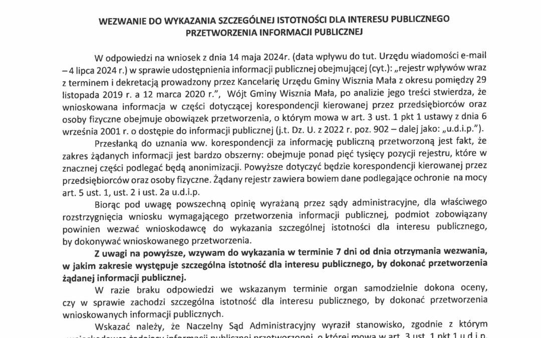 Krótka opowieść o zabawie w „kotka i myszkę” z Wójtem Gminy Wisznia Mała