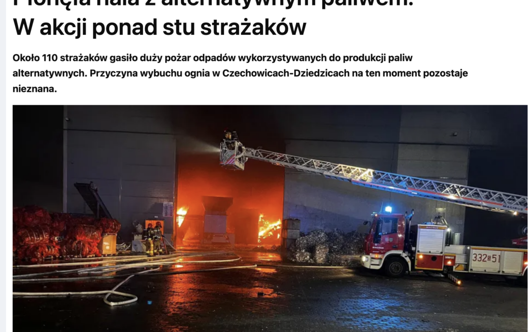 Pożar odpadów do spalarni