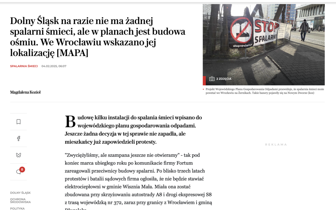 „Temat spalarni śmieci właśnie wrócił i to w znacznie szerszej skali.”